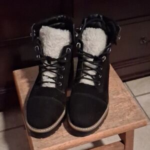 Women's Black Lace-Up Boots
